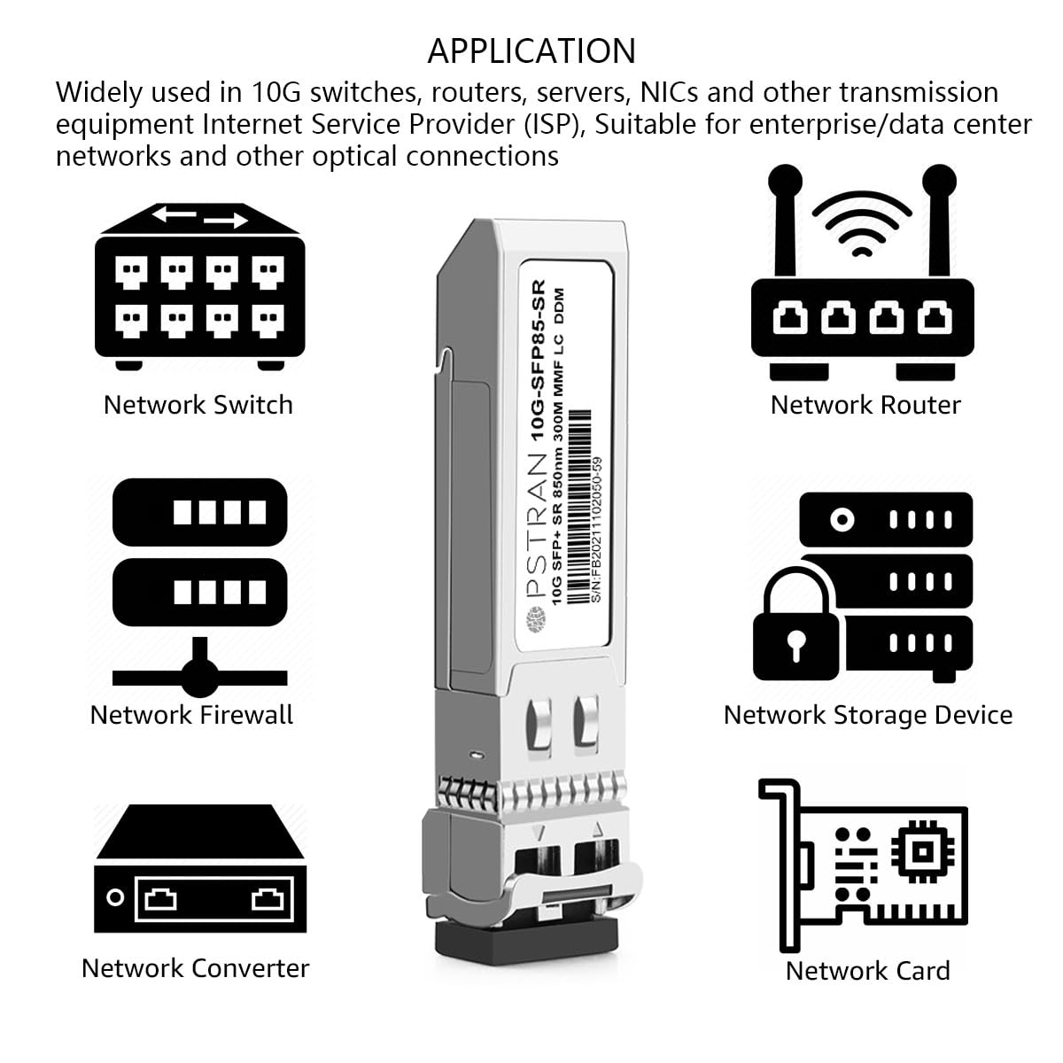 OPSTRAN 10GBASE-SR SFP+ Optical Transceiver Module Compatible with Mellanox MFM1T02A-SR 850nm 300m DDM Duplex LC MMF
