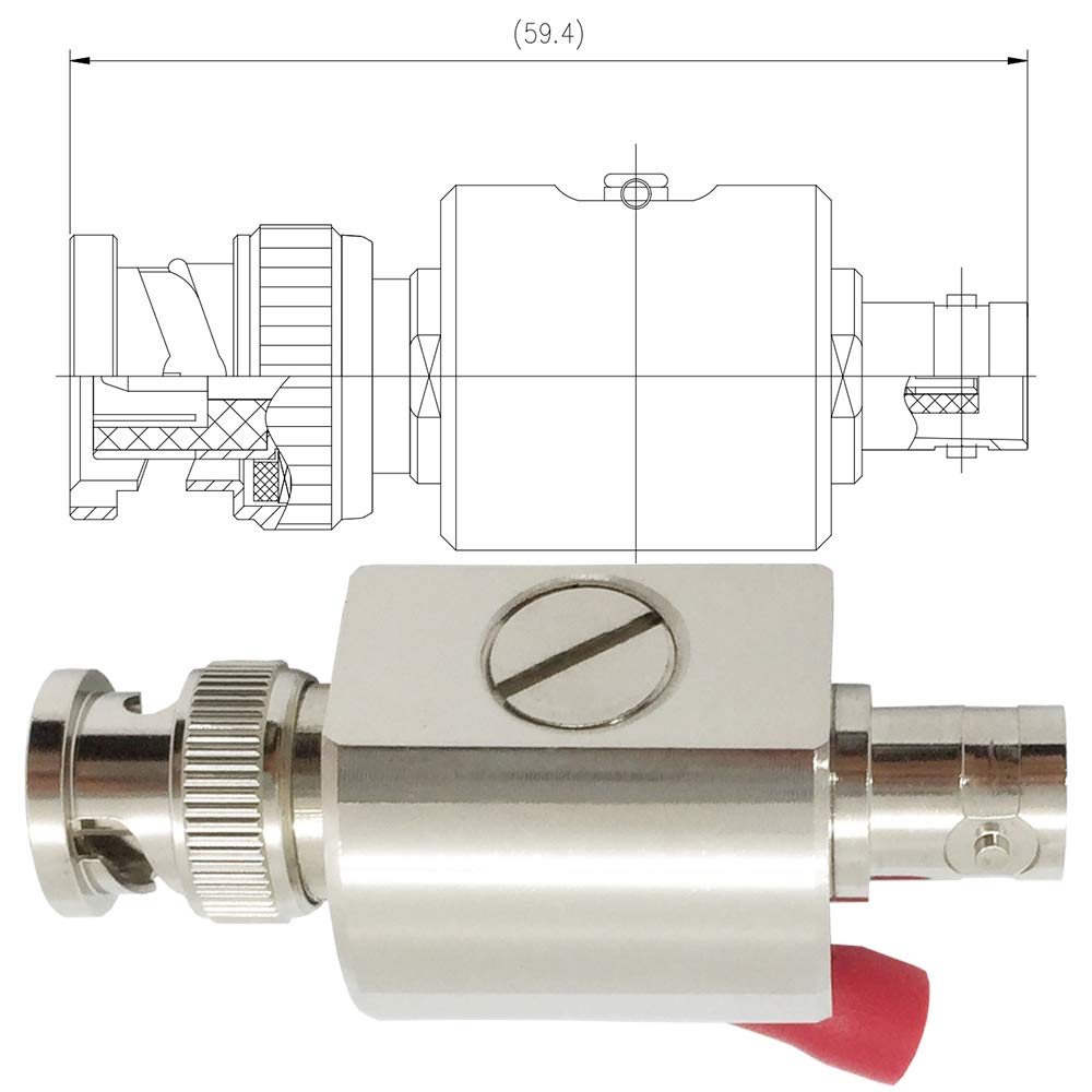 RFiotasy Lightning Arrester BNC Lightning Protection Device Male to Female DC-3GHz for Communication, Monitoring Equipment, Ethernet Signal Surge