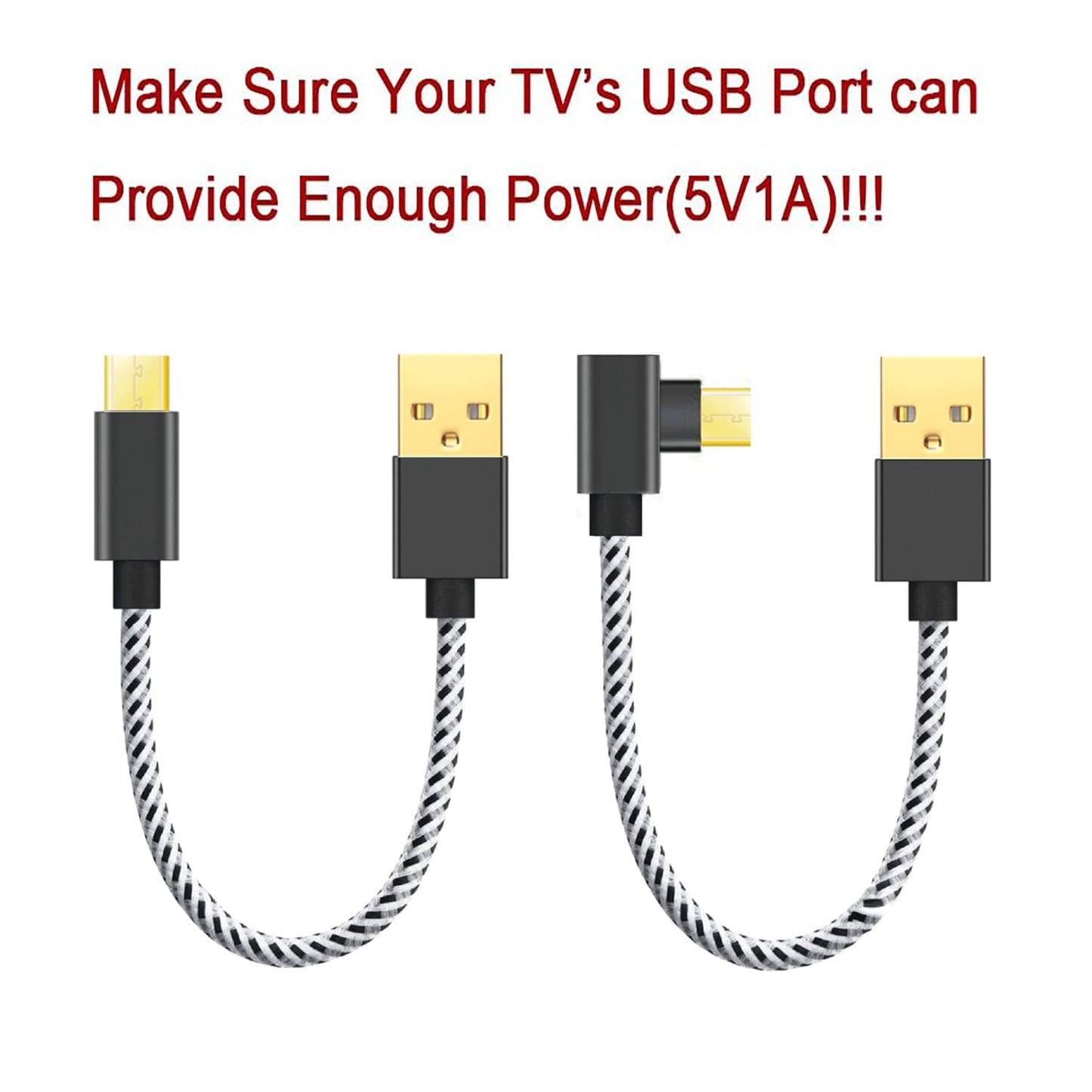 USB Power Cable for Fire Stick, Adapter Cord Plug Replacement, Powers Amazon FireStick Directly from TV USB Port, Eliminates The Need for a Charger