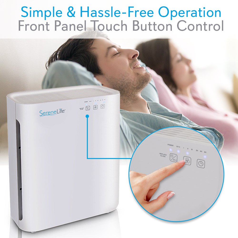 SereneLife HEPA Filter Home Purifier Cleaner w/UV-C Sanitizer, Dust, Smoke Remover for, Clean Fresh Room Air-Safe for Kids