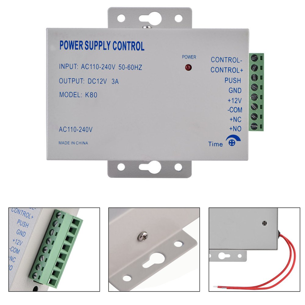 Fosa Electric Door Lock Power Supply, Input AC110V-240V Output DC 12V 3A 30WDoor Access Control Controller System for Video Door Phone Intercom Lock