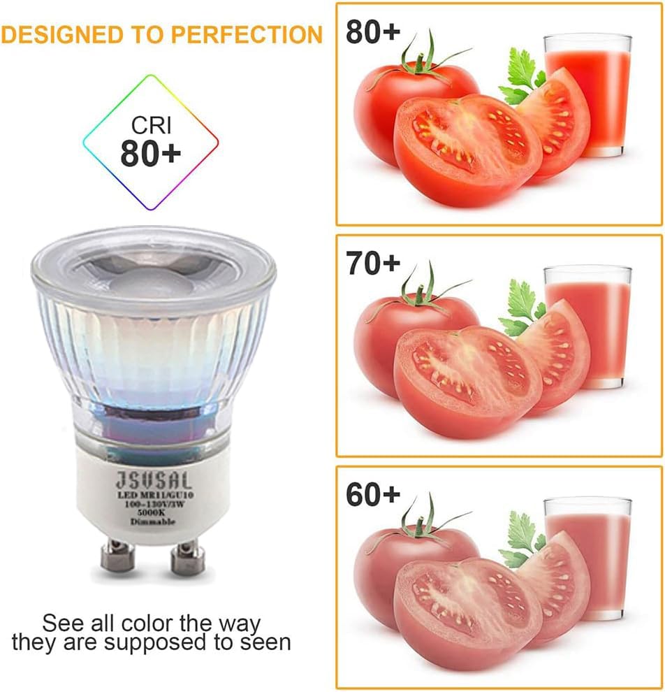 JSVSAL MR11 GU10 LED Light Bulbs,Dimmable,Daylight White, AC120V,3W,4 Pack