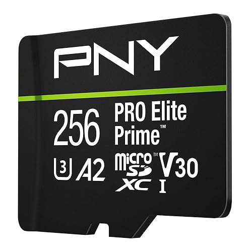 PNY 256GB PRO Elite Prime™ C10 U3 V30 A2 microSDXC Flash Memory Card - Ultra-Fast Speeds, Read 200MB/s, Write 150MB/s, 4K UHD, Full HD, UHS-I