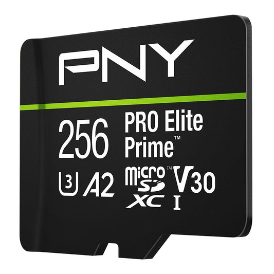 PNY 256GB PRO Elite Prime™ C10 U3 V30 A2 microSDXC Flash Memory Card - Ultra-Fast Speeds, Read 200MB/s, Write 150MB/s, 4K UHD, Full HD, UHS-I