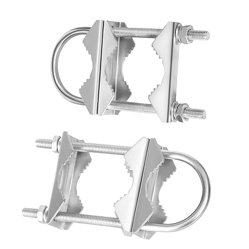 Double Antenna Mast Clamp Heavy Duty V-Jaw Bracket with U Bolts, Sturdy Mast to Mast Mounting Hardware for Outdoor Antenna?2 Sets?, Slinkdsco