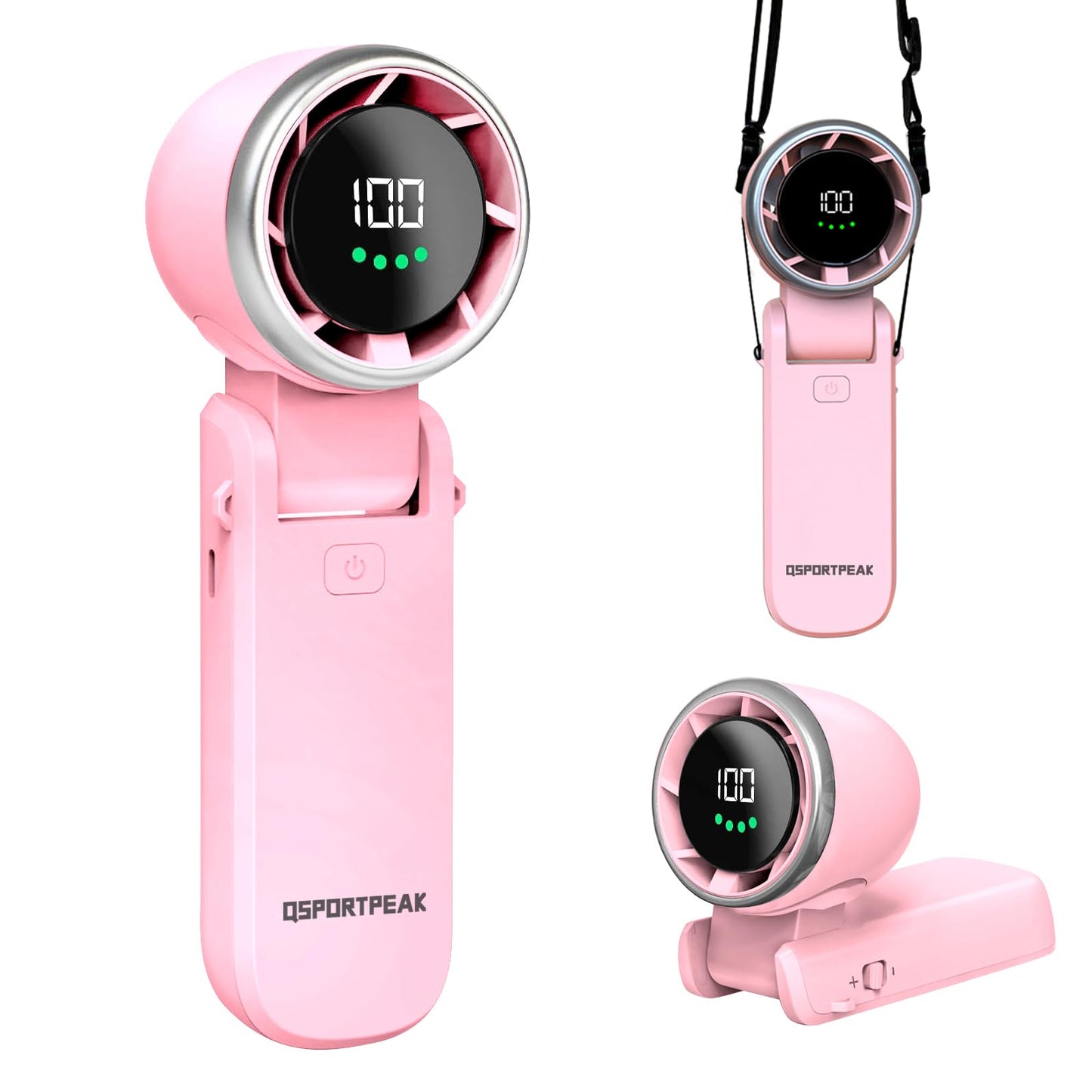 Portable Handheld Turbo Fan, 5 Gear Wind, 4000mAh Rechargeable, Up to 12 Working Hours, 3 IN 1 Hand /Desk/Neck Fan with Air Turbo Tech Cooling Fan