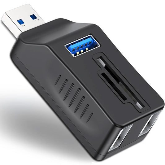 VIENON 5-Port USB 3.0 Hub with SD TF Card Reader, USB Extender Adapter with Memory SD/Micro SD Card Reader, USB 3.0/2.0 Ports, Portable USB Splitter