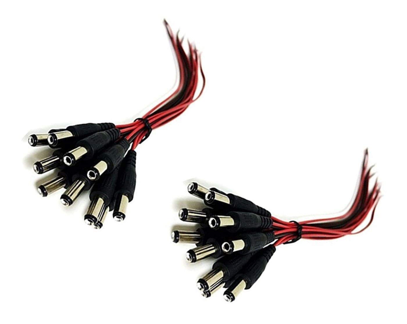 iMBAPrice CCTV Security Camera DC Maile Power Pigtail Cable, 5A 12v DC Power Plug Cord Male Connectors 2.1mm x 5.5mm, DC Pigtail Adapter Plug Socket