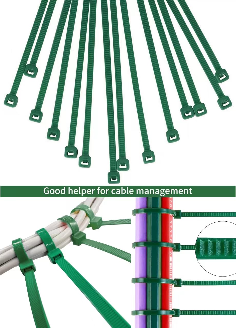 200pcs 12" Christmas Zip Ties,Heavy Duty Self Locking Nylon Cable Ties for Plants Gardening Farming Grid Wall Fence Home and Office, Decor Twist Tie