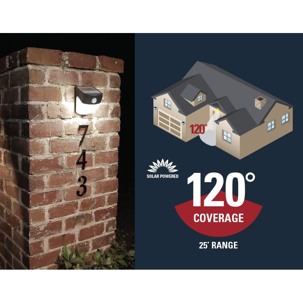 HALO Solar Outdoor LED Light - Motion Sensor - Flood & Security Wedge Light - 120 Degree Coverage - Bronze