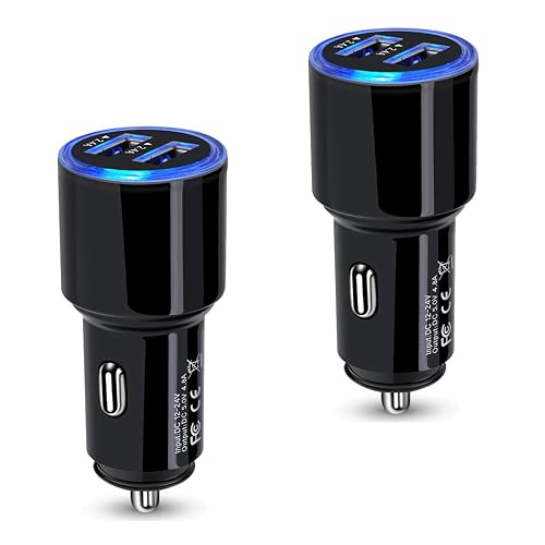 USB Car Charger, 2Pack 4.8A Fast Charging Dual Port USB Cigarette Lighter Adapter for iPhone 15 14 13 12 11 Pro Max SE XR X 8 7 6, iPad, Samsung