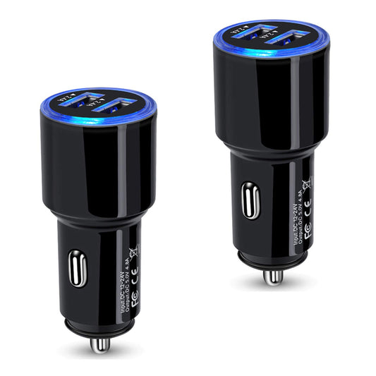 USB Car Charger, 2Pack 4.8A Fast Charging Dual Port USB Cigarette Lighter Adapter for iPhone 15 14 13 12 11 Pro Max SE XR X 8 7 6, iPad, Samsung