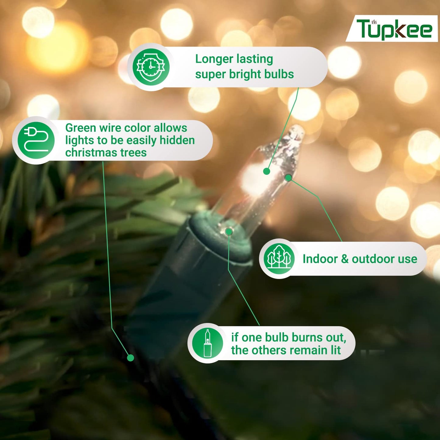 Tupkee Christmas Light Net - 150 Clear Warm Mesh Lights - Random Shimmering Twinkle Lights - 21 of 150 Bulbs Twinkle - 4 ft x 6 ft - Outdoor/Indoor