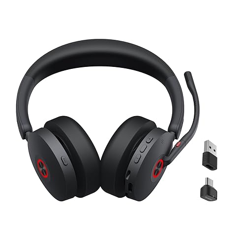 Yealink BH74 UC ANC Bluetooth Headset with Microphone for Hybrid Work, Microsoft Teams Premium Open Ofﬁce Certified Headsets with 6-mics Active Noise…