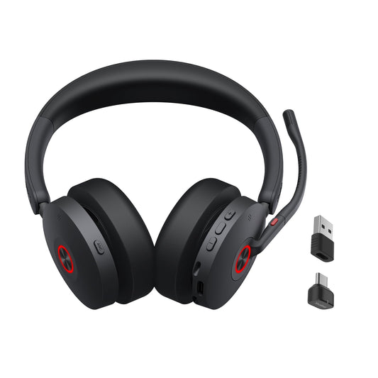 Yealink BH74 UC ANC Bluetooth Headset with Microphone for Hybrid Work, Microsoft Teams Premium Open Ofﬁce Certified Headsets with 6-mics Active Noise…