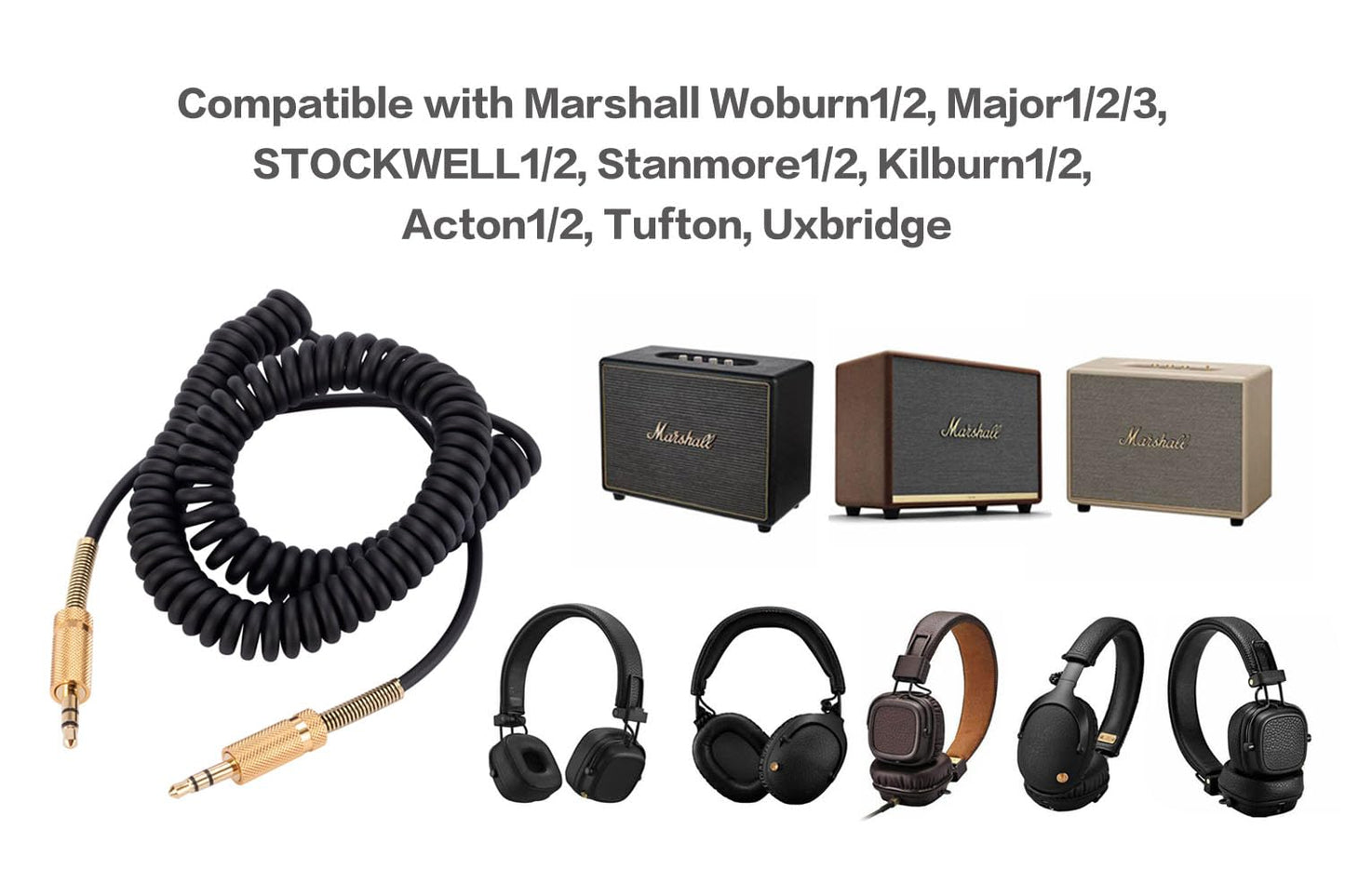 MARSHALL Replacement Audio Cable, Compatible with Woburn1/2, Major1/2/3, STOCKWELL1/2, Stanmore1/2, Kilburn1/2, Acton1/2, Tufton, Uxbridge Speakers…