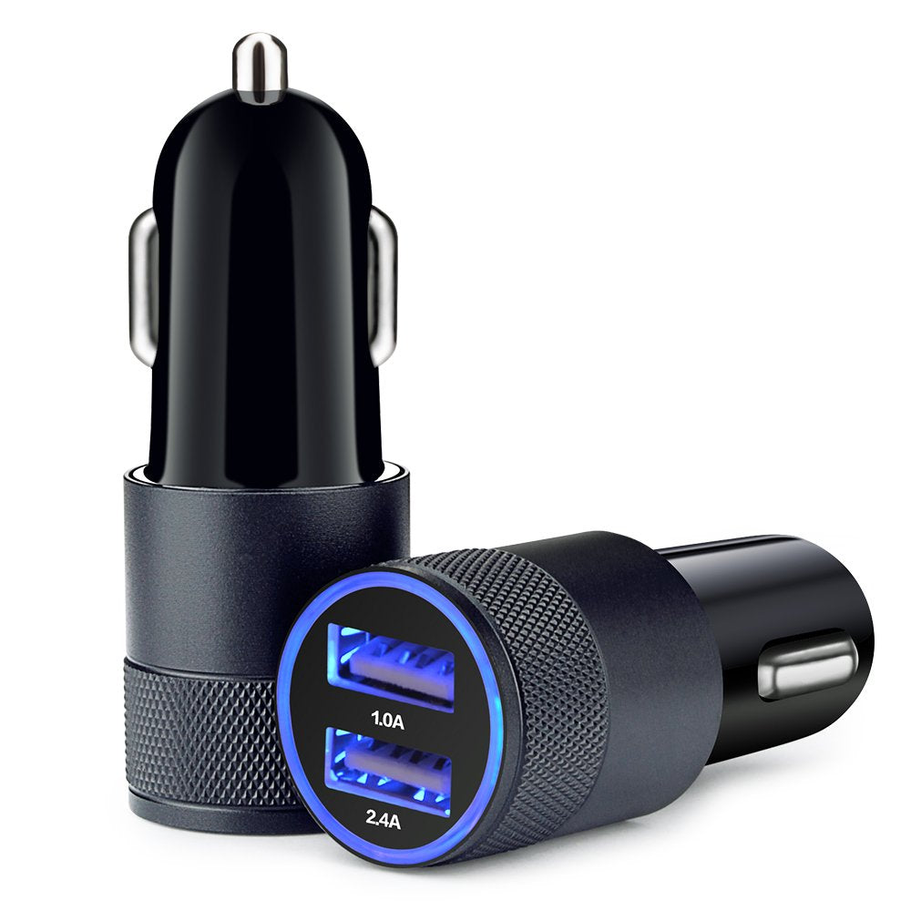 Car Charger,Sicodo 3.4A 2 Pack USB Smart Port Charger Compatible with iPhone 16 15 14 13 12 11 SE X 8 Pro, Pro Max, Plus, Samsung Galaxy S24 S23 S22