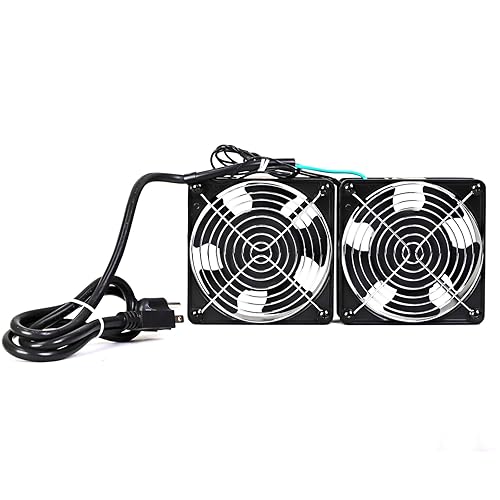 AEONS Quiet Wall Mount Cabinet Server Rack Roof 120mm Cooling Fan System - Cooling AV Home Theater Network 19” Rack Enclosure - Dual 2pc Kit Aluminum