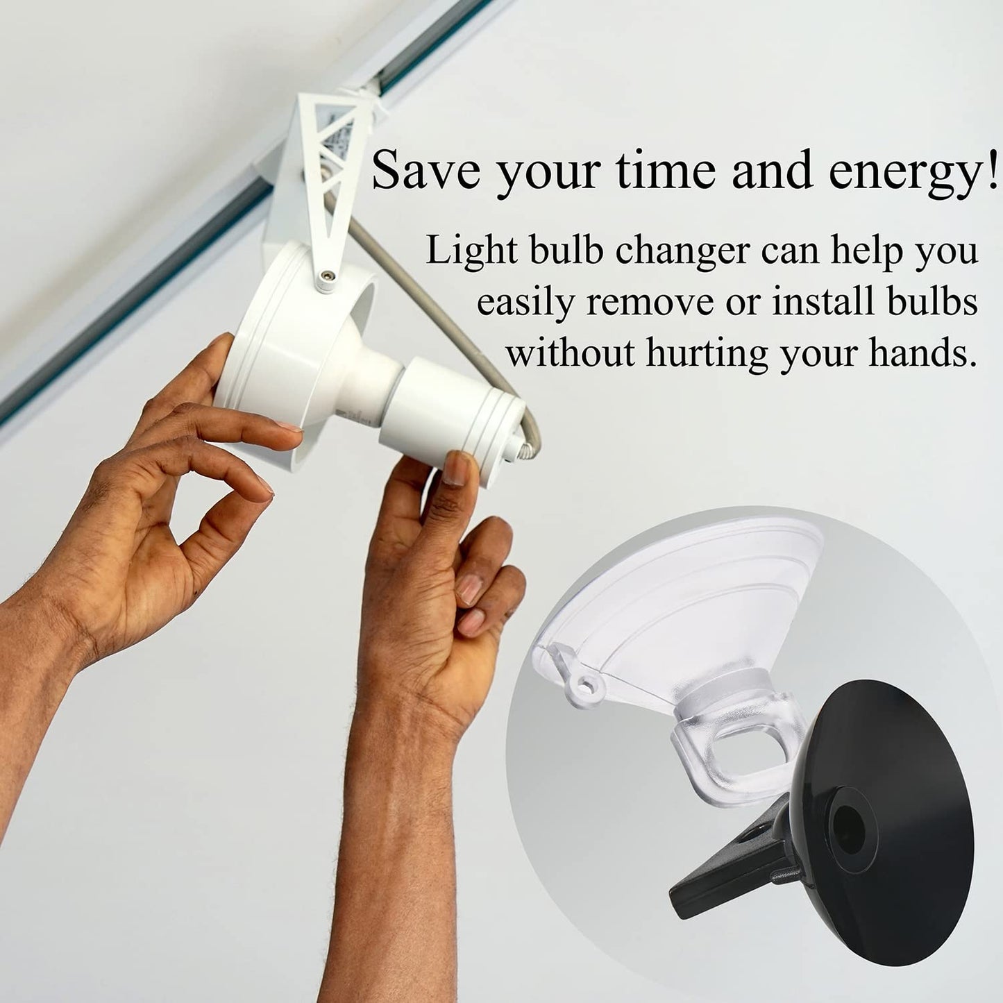 Ourtroness Light Bulb Changer Suction Cup Light Bulb Removal Tool 2 Size Bulb Remover MR16 GU10 Lamp Changer Head for Halogen Mini Track Lights