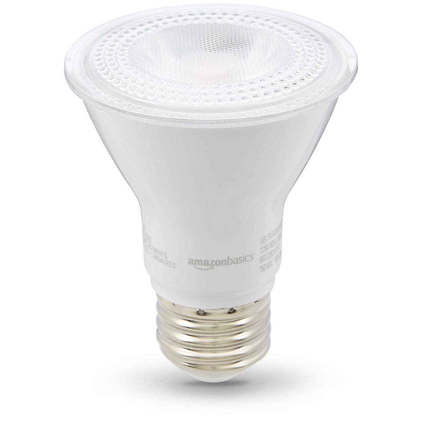 Amazon Basics PAR20 LED Light Bulb, 50W Equivalent, 7W Energy Efficient, E26 Standard Base, Warm White 3000K, Dimmable, 10,000 Hour Lifetime, 6-Pack
