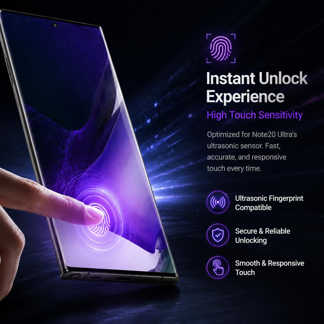 3 Pack Screen Protector for Samsung Galaxy Note 20 Ultra Tempered Glass, 9H Hardness HD Clear Anti Scratch Full Edge Coverage Fingerprint Unlock