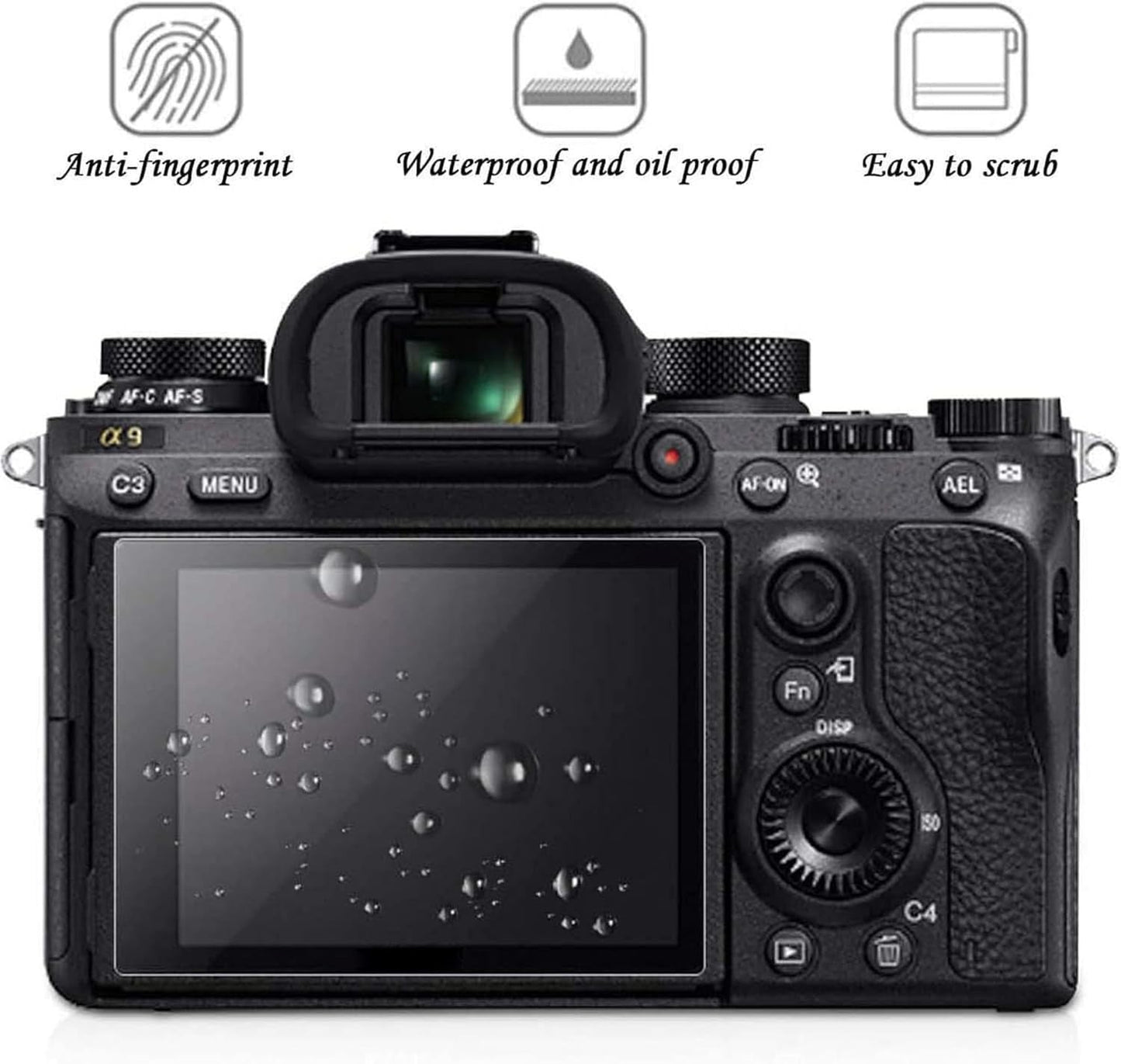 PCTC Screen Protector Compatible with Sony alpha A6600 A6100 A6400 A6000 A6300 A5000 Nex-7 NEX-6 NEX-5, [3 Pack] 0.3mm 9H Hardness Tempered Glass