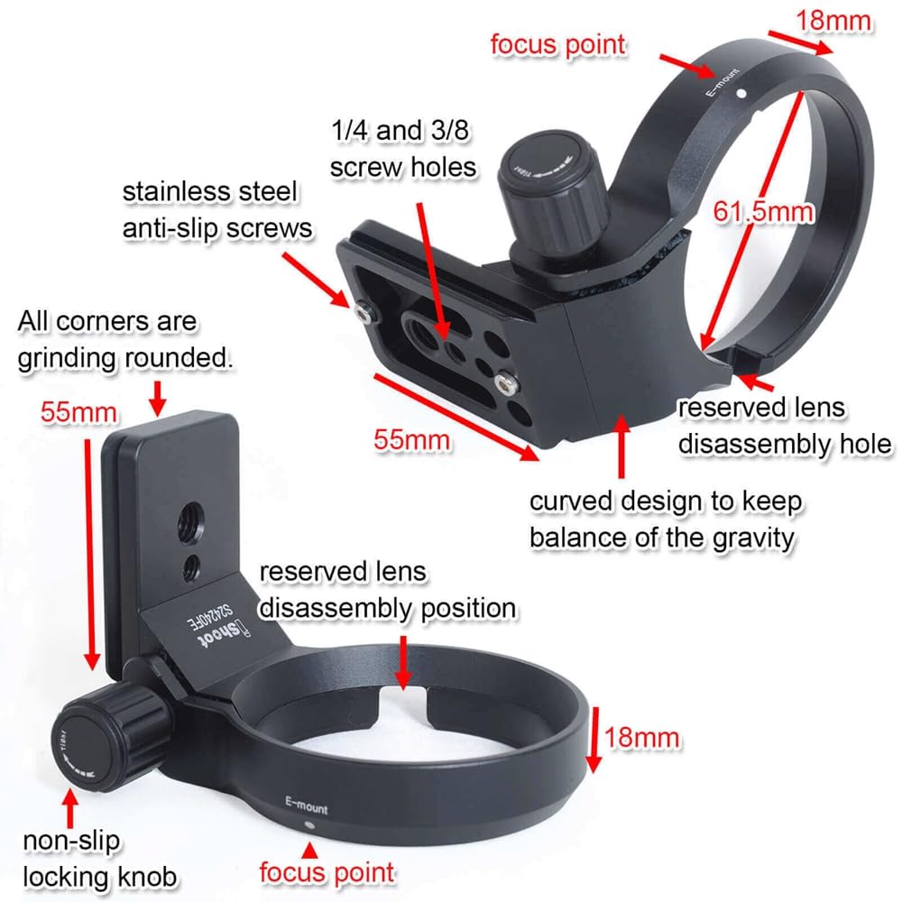 iShoot Tripod Mount Ring Lens Collar Support Bracket Holder Compatible with Sony FE 24-240mm F3.5-6.3 OSS, 24-70mm f/4 ZA OSS, 24mm f/1.4 GM, 10-18mm