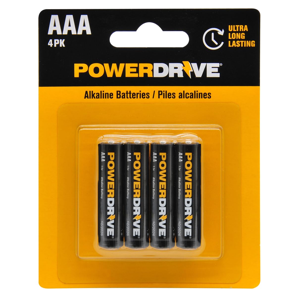 PowerDrive AAA Alkaline Battery PD4AAA 4-Pack Triple AAA Batteries