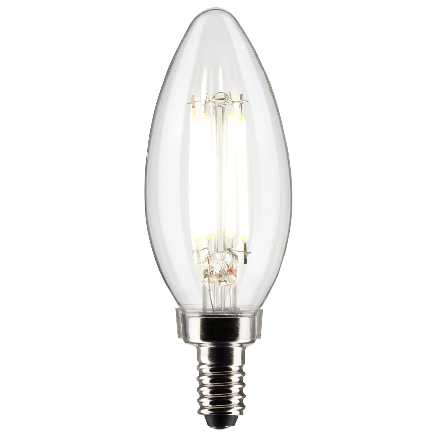 Satco S21274 5.5W LED B11 Clear Candelabra Bulb, 3000K Warm White, 6 Pack