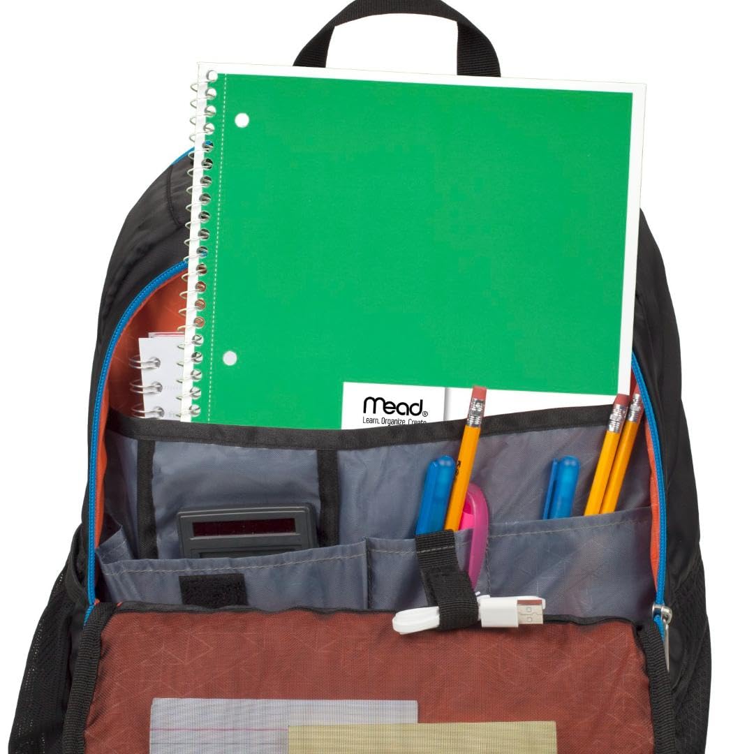 Mead Spiral Notebook, 6 Pack, 1 Subject, Wide Ruled Paper, 7-1/2" x 10-1/2", 70 Sheets per Notebook, Colors Will Vary (930201-ECM25)