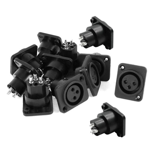 bnafes Audio XLR Female Jack Panel Mount Socket 12 Pcs Black Silver Tone