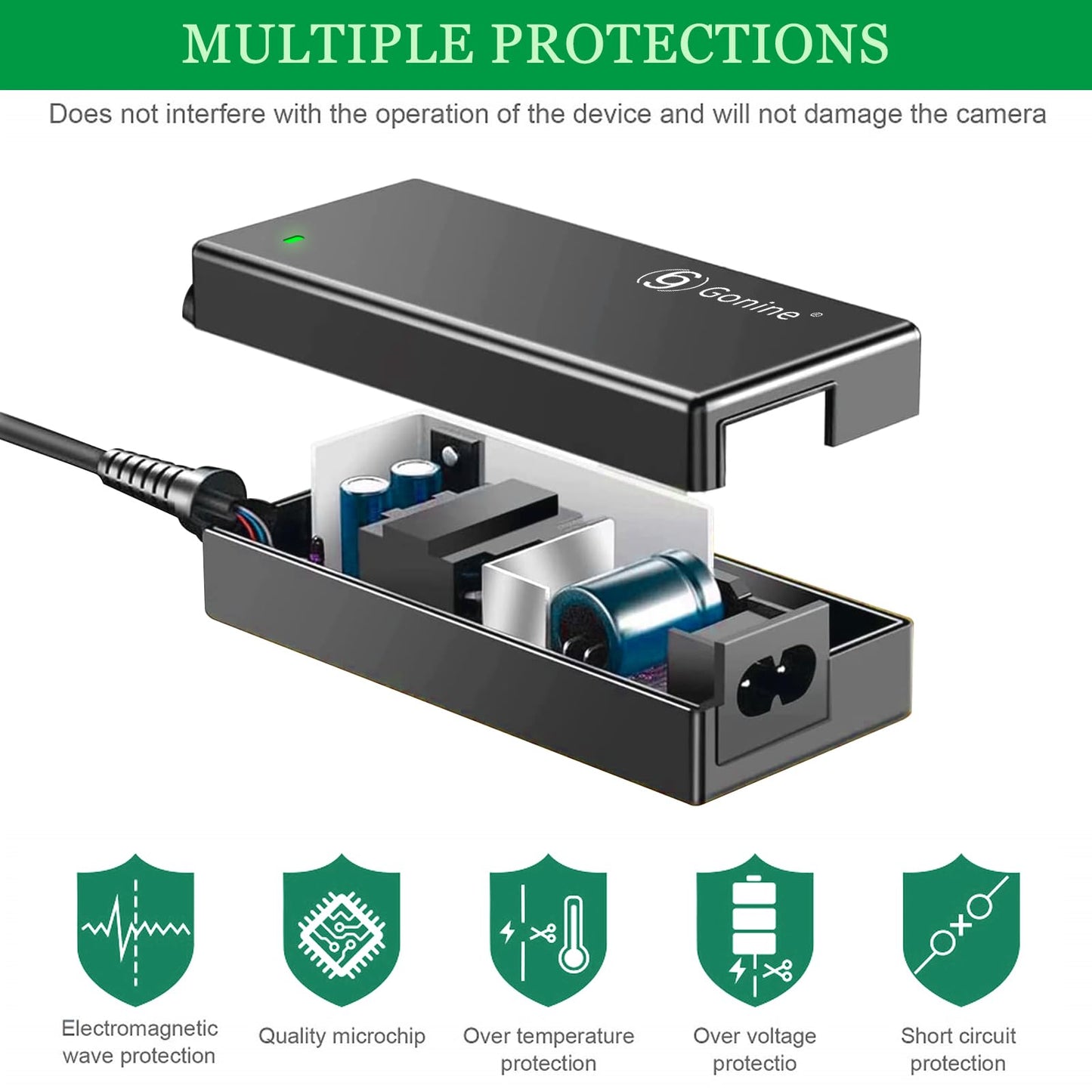 Gonine DMW DCC12 Camera Power Supply GH5 GH4 Dummy Battery for Panasonic Lumix DC-G9 DMC-GH3 GH3K GH4K GH3H GH4H G9 G9L G9K, AC8 AC10 AC Adapter