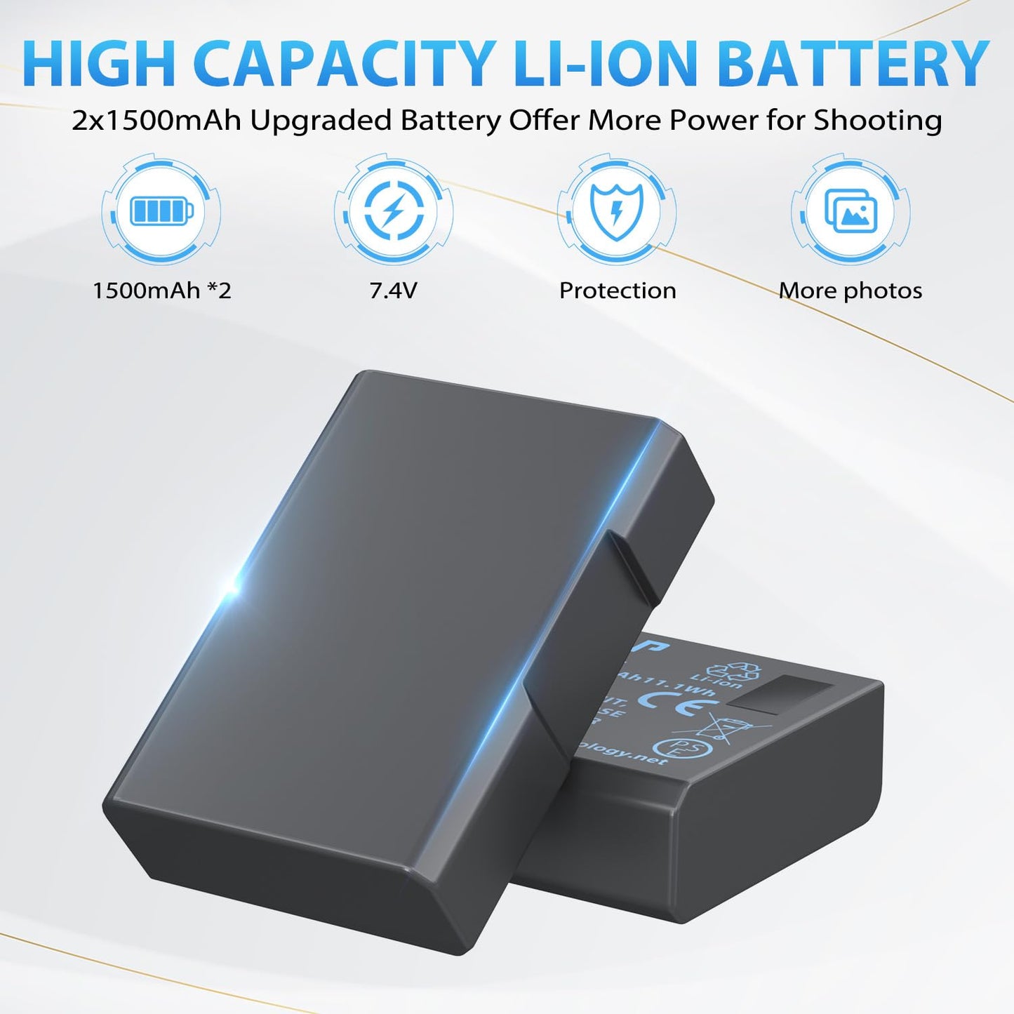 LP EN-EL14 EN EL14a Battery Charger Pack, 2-Pack Battery 1500mAh Compatible with Nikon D3500, D5600, D3300, D5100, D5500, D3100, D3200, D5200, D5300
