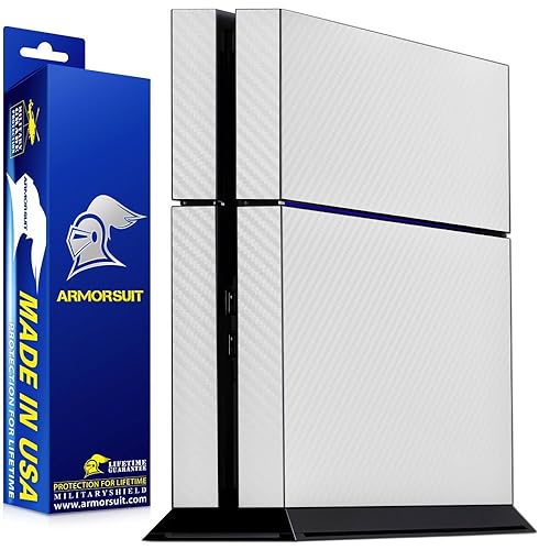 ArmorSuit MilitaryShield White Carbon Fiber Skin Wrap Film + HD Clear Screen Protector for Sony PlayStation 4 - Anti-Bubble Film