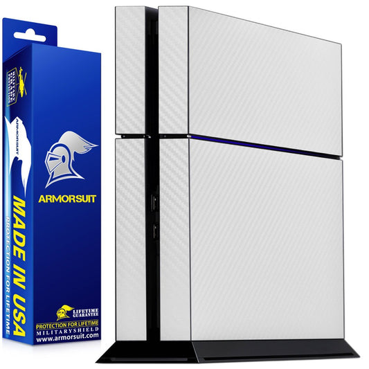 ArmorSuit MilitaryShield White Carbon Fiber Skin Wrap Film + HD Clear Screen Protector for Sony PlayStation 4 - Anti-Bubble Film