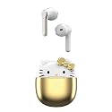 Hello Kitty Bluetooth Wireless Earbuds with Charging Case - Built-in Mic, Easy Pairing, Cute Design, Gold and White, Perfect for Kids, Teens Fans