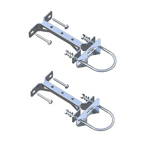 Aimeboost 2 PCS Stainless Steel Antenna Mount Wall Mount Antenna Mast Clamp V Jaw Bracket Accessories Kit [ Without The Pole ] for TV CB Ham Outside
