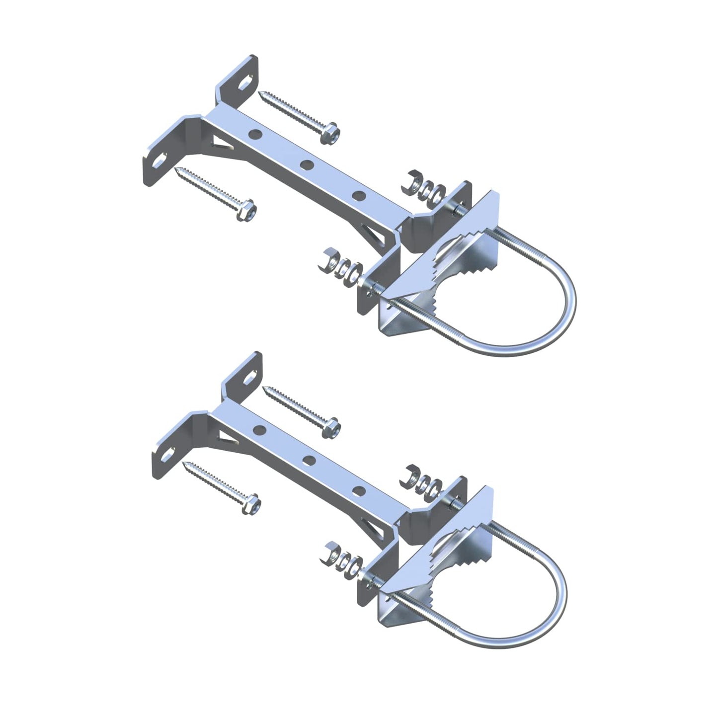 Aimeboost 2 PCS Stainless Steel Antenna Mount Wall Mount Antenna Mast Clamp V Jaw Bracket Accessories Kit [ Without The Pole ] for TV CB Ham Outside