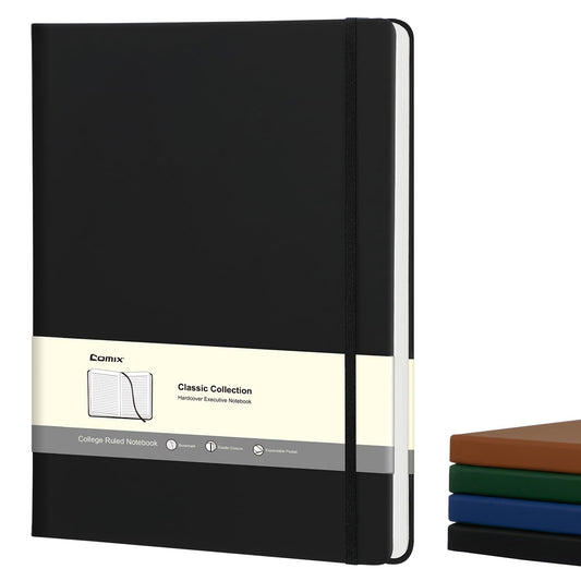 Comix A4 Lined Journal Notebooks, 208 Pages, Large Size-8.5" x 11", Black, Hardcover Journaling Notebooks for Men & Women- Fits for Office, Business
