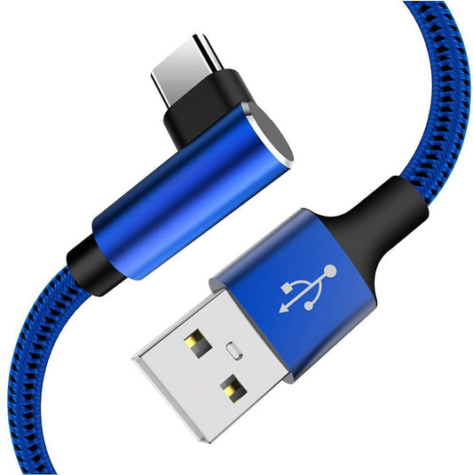 Extra Long Right Angle USB Type C Cable (2 Pack 10FT) Fast Charger USB A to USB C Nylon Braided Cord for Samsung Galaxy S8 S9 S10 Plus Note 9, LG