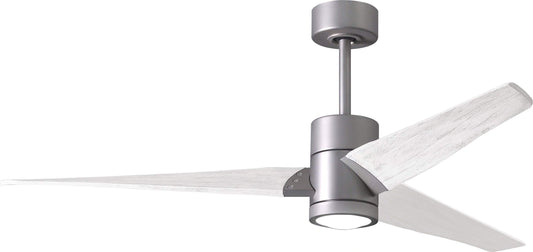 Matthews SJ-BN-MWH-60 Super Janet Damp Rated 60" Ceiling Fan with LED Light and Remote & Wall Control, Silent DC Motor, 3 Wood Blades, Brushed Nickel