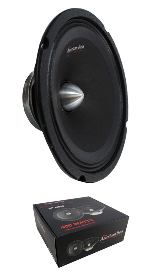 American Bass 8"" 400W 1.5"" 4-Ohm Voice Coil Pro Midrange Neodymium Speaker NEO8, Black