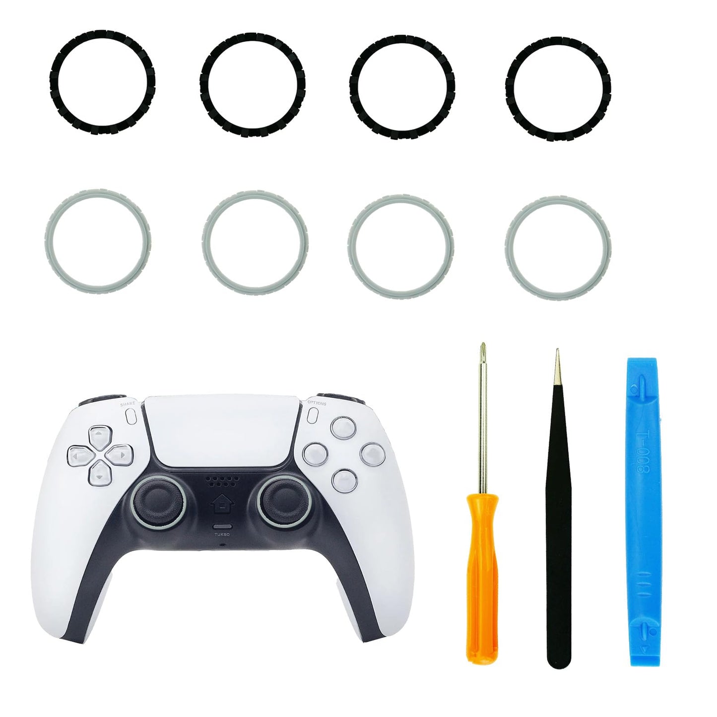 CTHTBZ 8pcs Controller Decorative Accent Rings for PS5 Controller (Black & White)