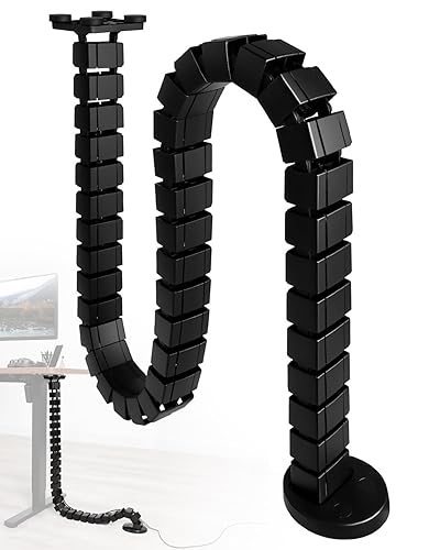 Under Desk Cable Management Vertebrae Fit for Sit Stand Desk Management, Magnetic Fixation Adjustable Length Cable Management Spinal, Flexible Chain