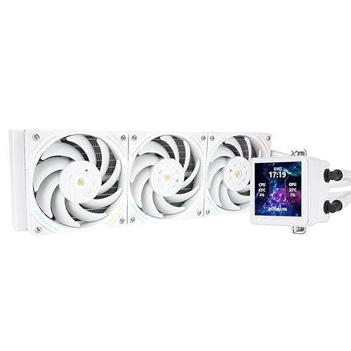 Thermalright Frozen Vision 360 ARGB White Liquid CPU Cooler with 12cm PWM Fan,2.88-inch Square Image 480x480 Resolution LCD Display,Computer CPU Water