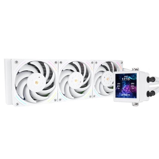 Thermalright Frozen Vision 360 ARGB White Liquid CPU Cooler with 12cm PWM Fan,2.88-inch Square Image 480x480 Resolution LCD Display,Computer CPU Water