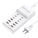 USB Charging Station, 12 Ports (6USBA + 6USBC) USB Charger Hub, 50W Multi USBC Power Strip for iPhone, Samsung, Tablet, USBA Extension Cord