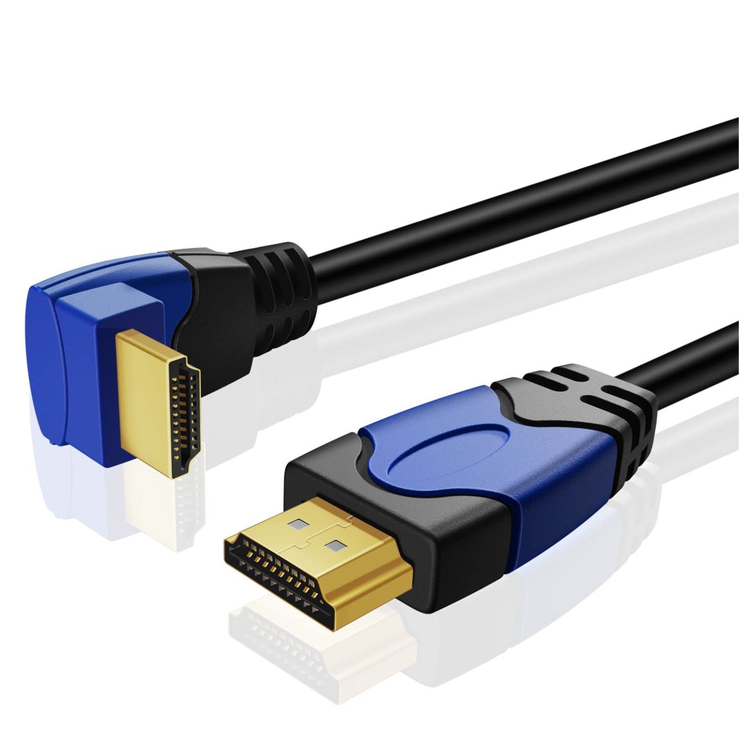 TNP 4K HDMI Cable Right Angle 90 Degree (15FT) - High Speed 18GBPs HDMI Wire Cord Support 4K 60Hz 2K 2160p 1440p 1080p 3D ARC/eARC Ethernet For Video