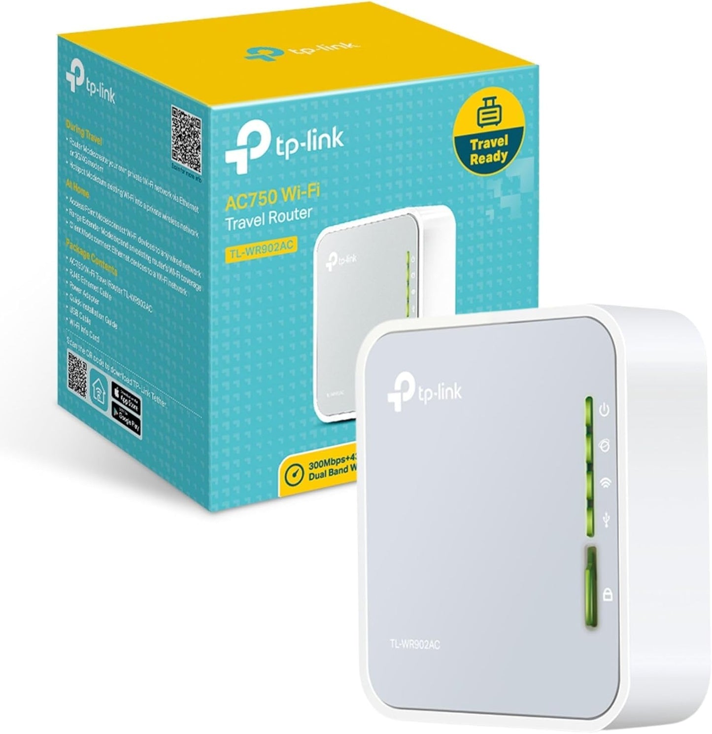 TP-Link AC750 Wireless Portable Nano Travel Router(TL-WR902AC) - Support Multiple Modes, WiFi Router/Hotspot/Bridge/Range Extender/Access Point/Client