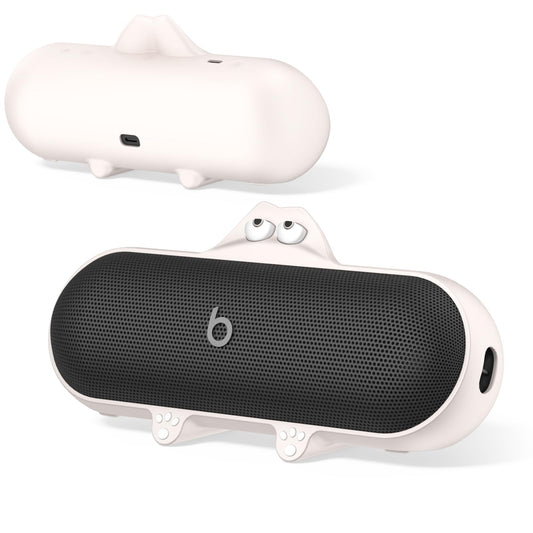 Silicone Kawaii Cute Case for Beats Pill Wireless Bluetooth Speaker, Anti-Scratch Protective Sleeve Compatible With Beats (Off-White)